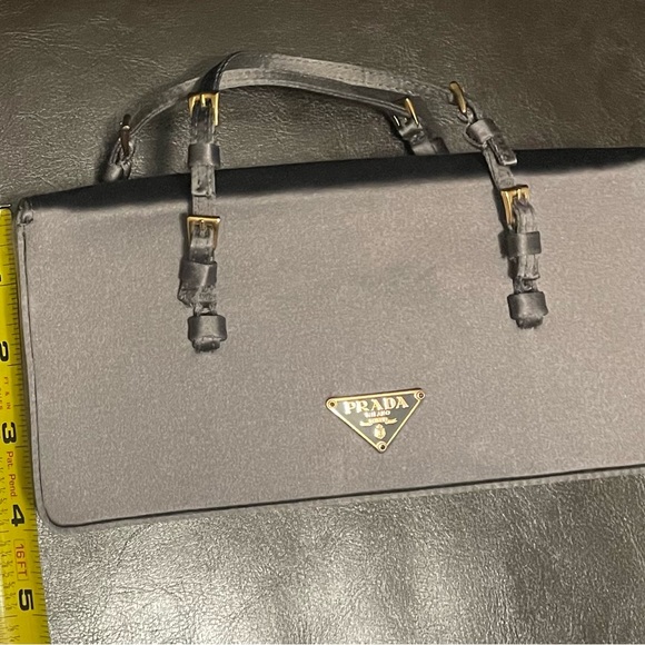 Authentic! Prada gray satin mini bag with top handle. - Picture 10 of 13